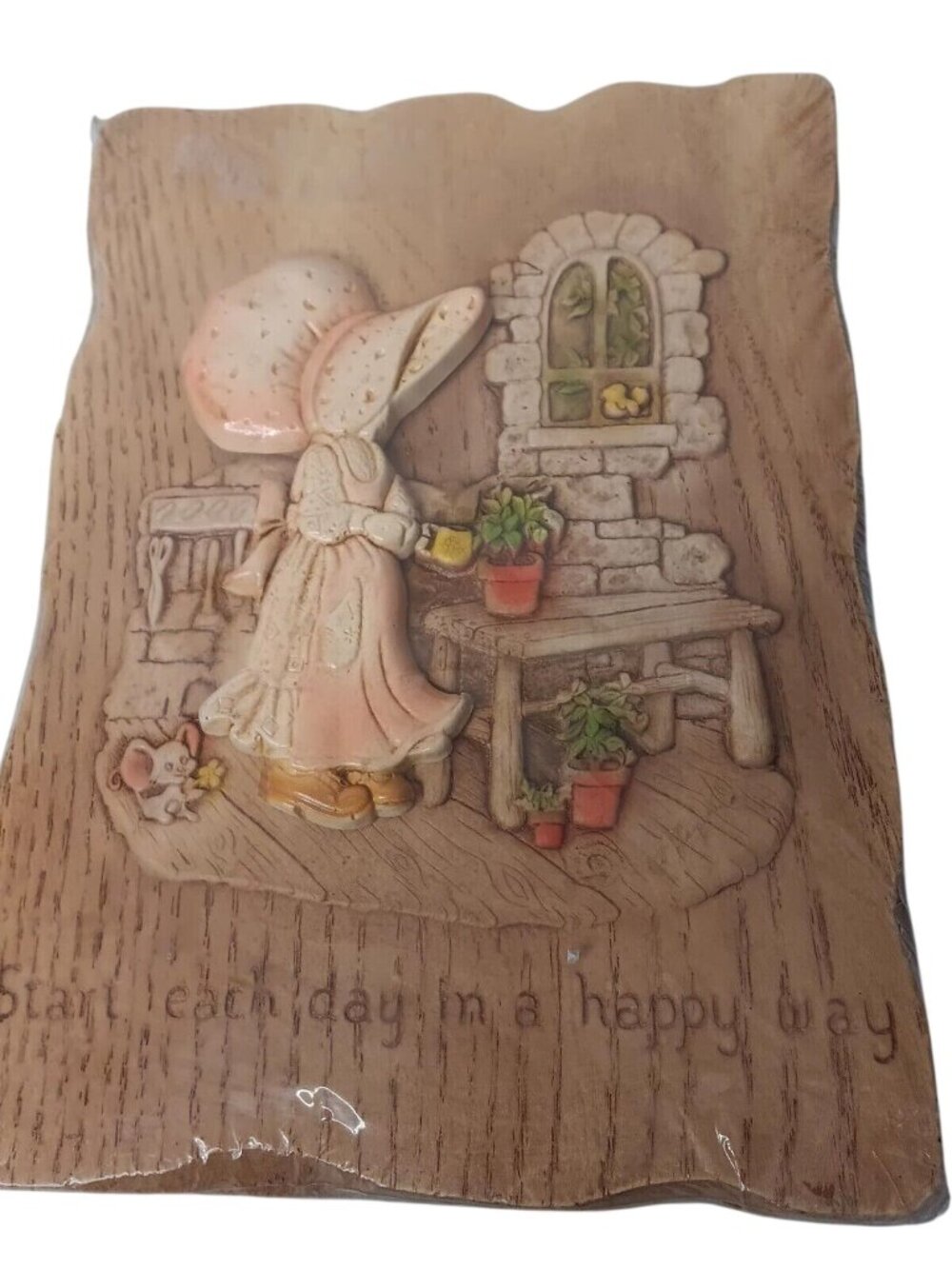 Melody Meadows Art Wall Hanging Plastic Campana Bonnet Girl Vintage Cottagecore